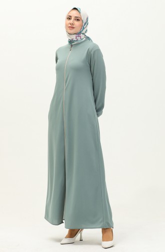 Zippered Pocket Abaya 6666-09 Mint Green 6666-09