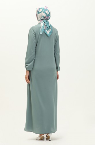 Zippered Pocket Abaya 6666-09 Mint Green 6666-09