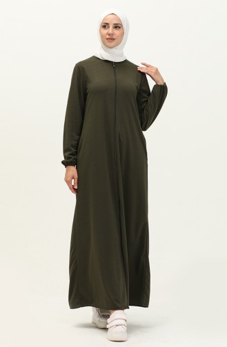 Abaya à Fermeture 6666-10 Khaki 6666-10