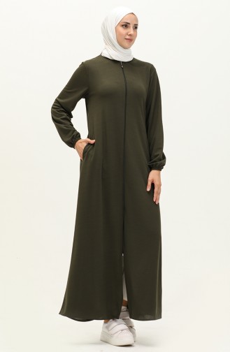 Abaya à Fermeture 6666-10 Khaki 6666-10