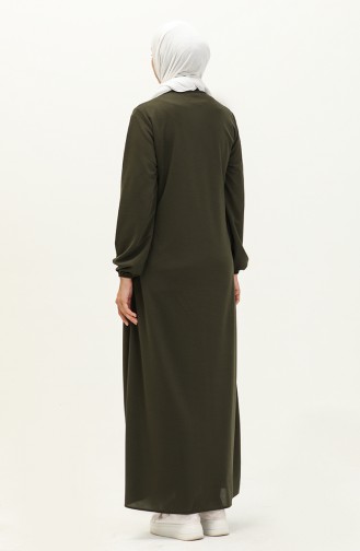 Abaya à Fermeture 6666-10 Khaki 6666-10