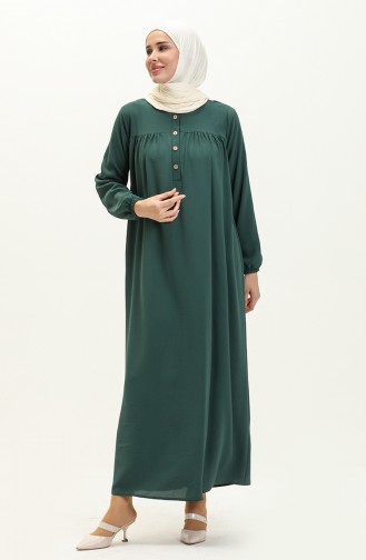 Buttoned Yoke Dress 1001-01 Emerald Green 1001-01