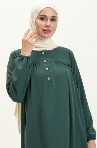 Buttoned Yoke Dress 1001-01 Emerald Green 1001-01