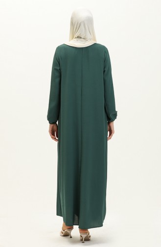 Buttoned Yoke Dress 1001-01 Emerald Green 1001-01