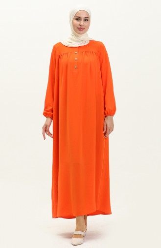 Buttoned Yoke Dress 1001-02 Orange 1001-02