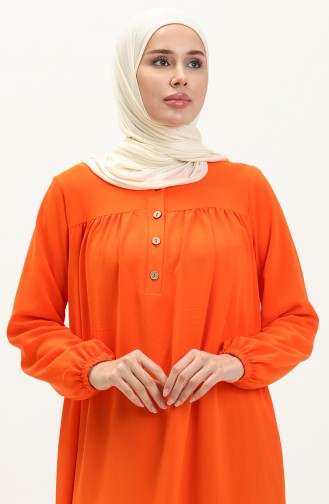 Buttoned Yoke Dress 1001-02 Orange 1001-02