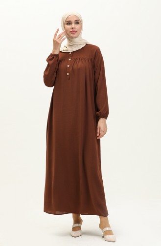 Buttoned Yoke Dress 1001-03 Brown 1001-03