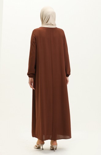 Buttoned Yoke Dress 1001-03 Brown 1001-03