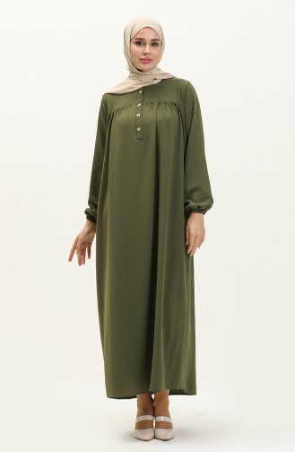فستان بأزرار  1001-05  أخضر عسكري 1001-05