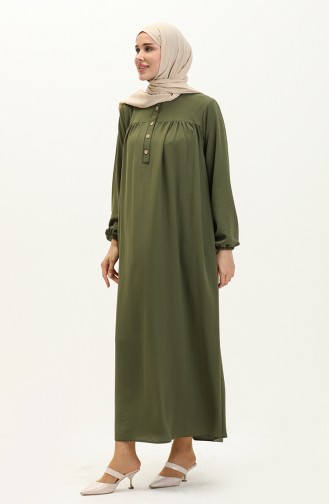 فستان بأزرار  1001-05  أخضر عسكري 1001-05