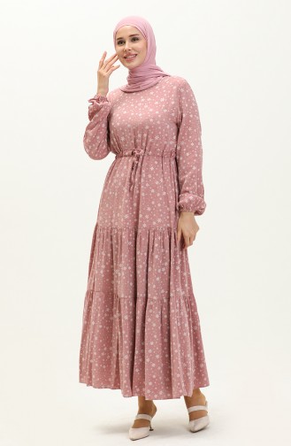 Beige-Rose Hijab Kleider 81802-04