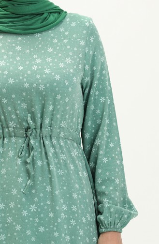 Büzgülü Desenli Elbise 81802-05 Mint Yeşili