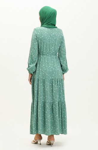 Robe Plissée à Motifs 81802-05 Vert Menthe 81802-05