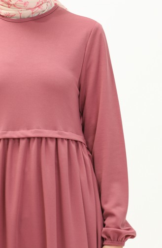 Büzgülü Elbise 0666-01 Gül Kurusu