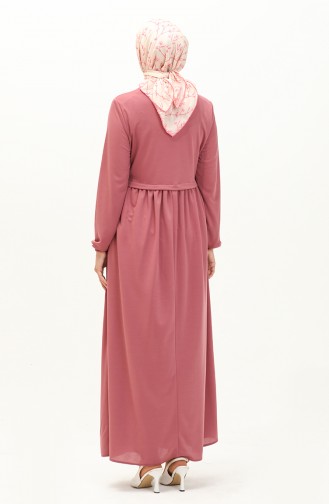Büzgülü Elbise 0666-01 Gül Kurusu