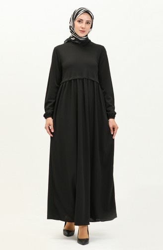 فستان بتصميم مُجتمع 0666-03 لون أسود 0666-03