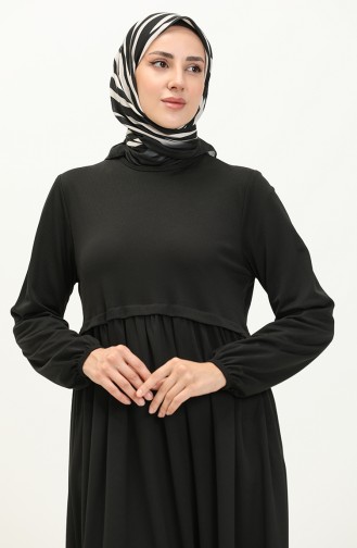 Gerafftes Kleid 0666-03 Schwarz 0666-03