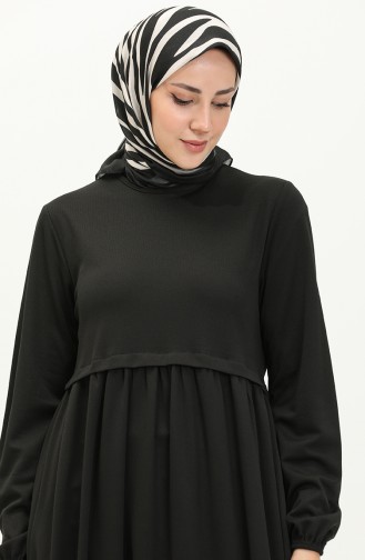 Gerafftes Kleid 0666-03 Schwarz 0666-03