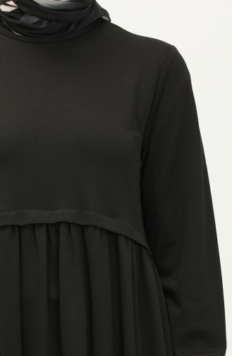 Büzgülü Elbise 0666-03 Siyah
