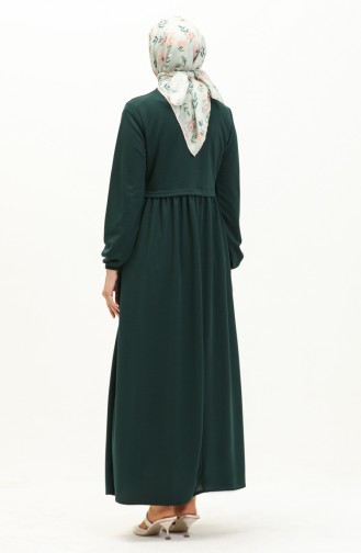 فستان بتصميم مُجتمع 0666-05 لون أخضر زمردي 0666-05