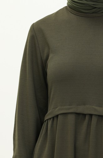 Gerafftes Kleid 0666-09 Khaki 0666-09