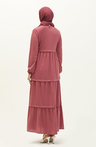 Elastic Sleeve Plain Dress 8888-03 Dusty Rose 8888-03