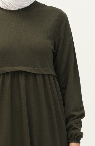 Robe Unie à Manches élastiques 8888-06 Khaki 8888-06