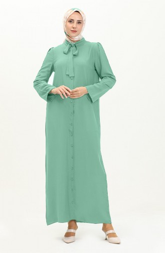 Tie Collar Buttoned Dress 5111-08 Aqua Green 5111-08