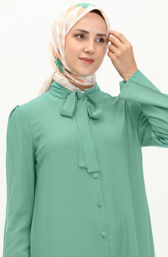 Tie Collar Buttoned Dress 5111-08 Aqua Green 5111-08