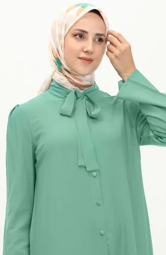 Robe Boutonnée à Col Noué 5111-08 Vert Eau 5111-08