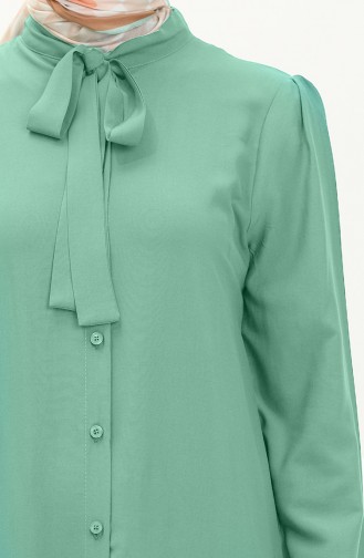 Kravat Yaka Düğmeli Elbise 5111-08 Su Yeşili