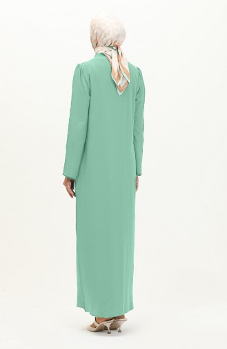Kravat Yaka Düğmeli Elbise 5111-08 Su Yeşili