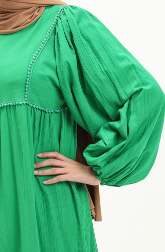 Tree Bark Fabric Balloon Sleeve Dress 24Y9026-05 Green 24Y9026-05