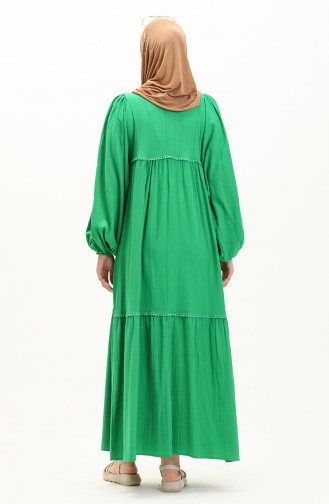 Tree Bark Fabric Balloon Sleeve Dress 24Y9026-05 Green 24Y9026-05