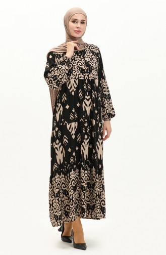 Gemustertes Viskosekleid 4116-01 Schwarz 4116-01