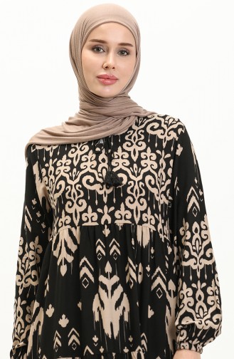 Gemustertes Viskosekleid 4116-01 Schwarz 4116-01