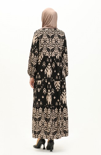 Gemustertes Viskosekleid 4116-01 Schwarz 4116-01