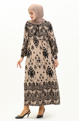 Gemustertes Viskosekleid 4116-02 Nerz 4116-02