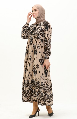 Gemustertes Viskosekleid 4116-02 Nerz 4116-02