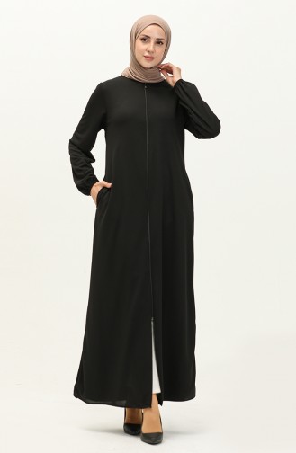 Abaya à Fermeture 6666-03 Noir 6666-03