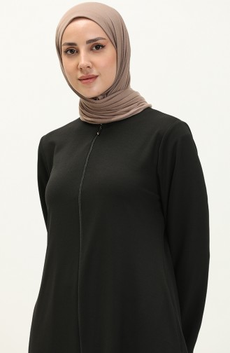 Zippered Pocket Abaya 6666-03 Black 6666-03