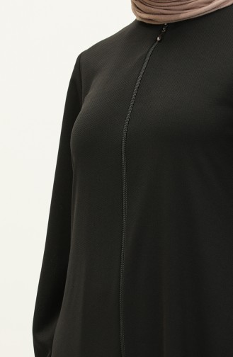 Abaya mit Reißverschlusstasche 6666-03 Schwarz 6666-03