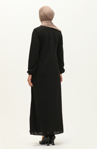 Zippered Pocket Abaya 6666-03 Black 6666-03