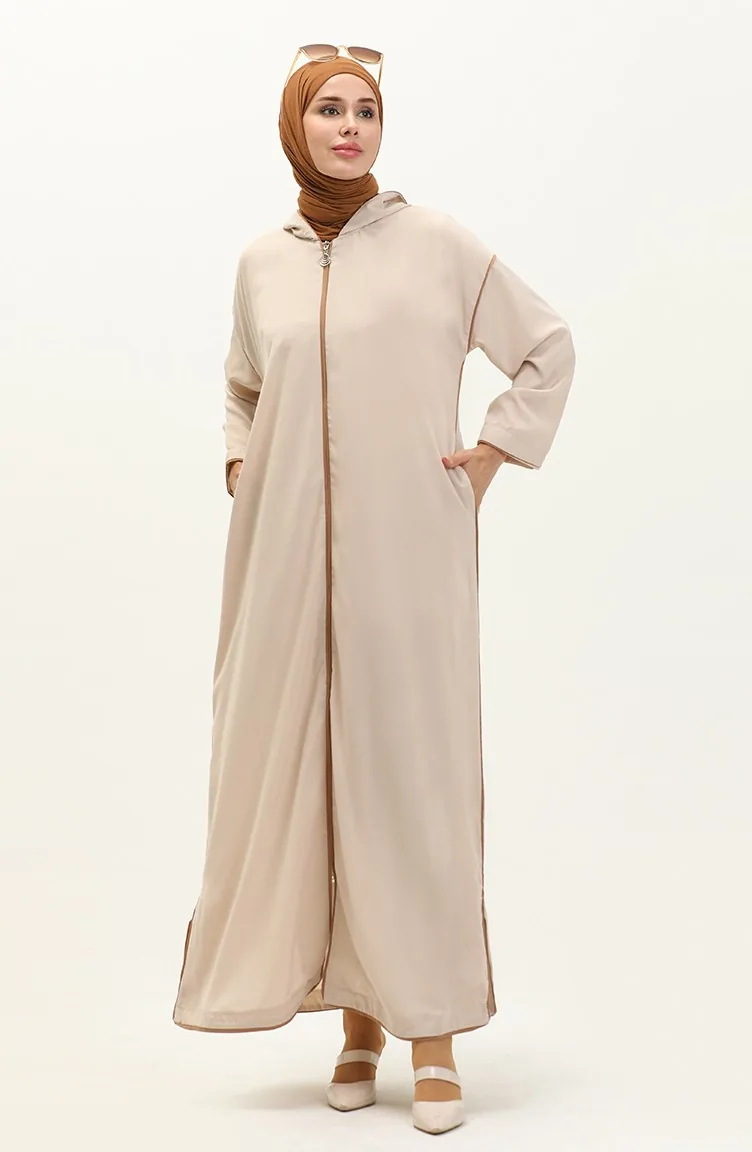 عباية بسحاب وشريط 24Y9015-01 بيج 24Y9015-01