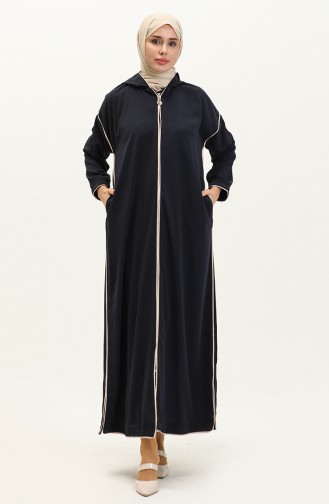 Zippered Abaya 24y9015-02 Navy Blue 24Y9015-02