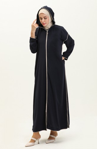 Zippered Abaya 24y9015-02 Navy Blue 24Y9015-02