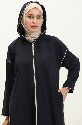 Zippered Abaya 24y9015-02 Navy Blue 24Y9015-02