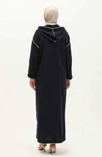 Zippered Abaya 24y9015-02 Navy Blue 24Y9015-02