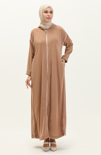 Zippered Abaya 24y9015-03 Coffee Milk 24Y9015-03