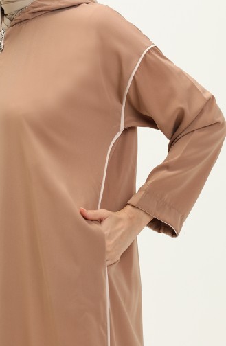 Zippered Abaya 24y9015-03 Coffee Milk 24Y9015-03